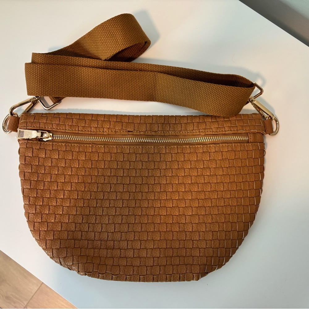 Woven Tan Crossbody Bag